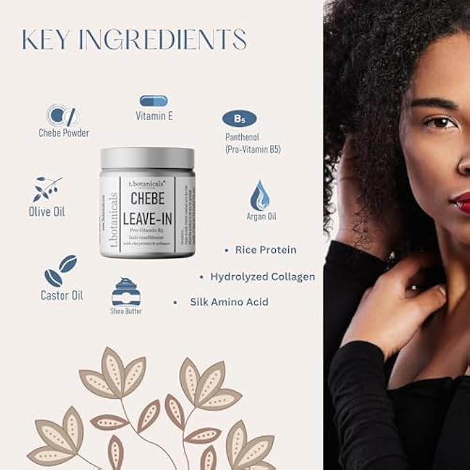 t.botanicals CHEBE LEAVE IN CONDITIONER HAIR GROWTH WITH PROVITAMIN B5, THICKENING STRENGTHENING CHEBE BUTTER, CHEBE POWDER, CHEBE OIL, SILK AMINO ACIDS, COLLAGEN (LAVENDER, 8 OZ) - Image 3